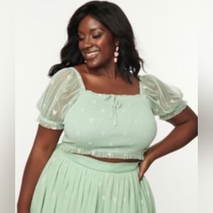 Mint Hearts Crop Top